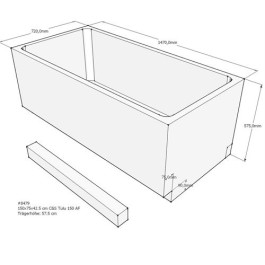 Belli Badewannenträger für Tulu 150x75 SW84281 für Rechteckwanne, 150x75x42cm, 57,5cm hoch