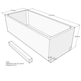 Belli Badewannenträger für Tulu 180x80 SW84284 für Rechteckwanne, 180x80x46cm, 60cm hoch
