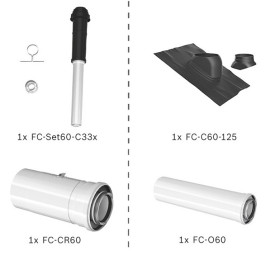 Bosch Abgas-Paket Dachdurchgang 60/100 schwarz, raumluftunabhängig Abgas-Standardpaket BOPA FC39 7739619191