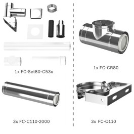 Bosch Abgas-Paket Fassade starr, 80/125, 6m, raumluftunabhängig Abgas-Standardpaket BOPA FC60 S 7739619194