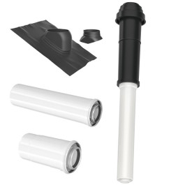Buderus Abgaspaket DO DN80/125 schwarz Dachziegel, 2m Rohr 7736614902