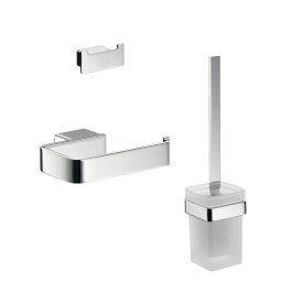 Emco WC-Set Loft, Papier Halter ohne Deckel , Bürstengarnitur, Doppehhaken chrom 059800102
