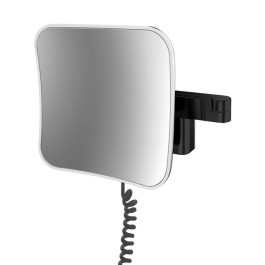 Emco LED-Kosmetikspiegel Evo 5-fach, 2-armig 209x209mm schwarz, Stecker, 2 Schalter, Farbwechsel, dimmbar 109513351 