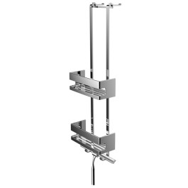 Emco Türetagere System2 mit 2 verschiebbaren Wandkörben und mit 2 Haken, Duschwischer, chrom 354500127 