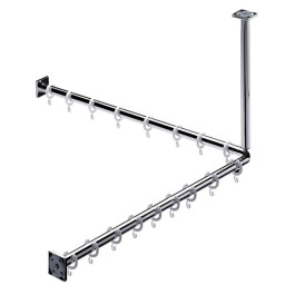 Emco Duschvorhang-Set System2 2 Duschvorhangstangen 800mm, 2x Duschvorhangstange 2x Befestigung, 16x Ringe, chrom 358700120 