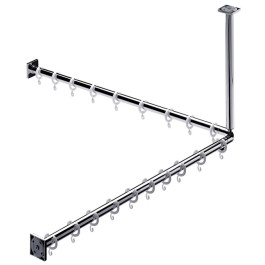 Emco Duschvorhang-Set System2 2 Duschvorhangstangen 900mm, 2x Duschvorhangstange 2x Befestigung, 18x Ringe, chrom 358700121 