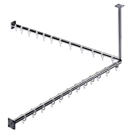 Emco Duschvorhang-Set System2 2 Duschvorhangstangen 1200mm, 2x Duschvorhangstange 2x Befestigung, 24x Ringe, chrom 358700123 