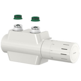 Flamco Ventilhahnblock Variodesign Einrohr mit Thermostat-Kopf TC-D1 und Blende, weiß F12165
