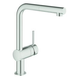 Grohe Minta Einhand-Spültischbatterie supersteel DN15 herausziehbarer Mousseurauslauf 32168DC0