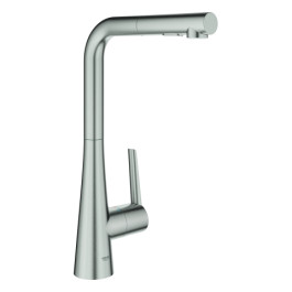Grohe Zedra Einhand-Spültischbatterie supersteel L-Auslauf ausziehbare Spülbrause 32553DC2