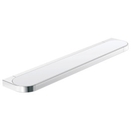 HEWI Ablage des Systems 800, Halter aus Metall, verchromt, mit weißer Platte aus Acrylglas, 600mm breit, 20mm hoch, 106mm tief 800.03.10041
