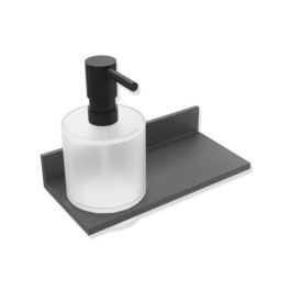HEWI Ablage mit Seifen-oder Desinfektionsspender, Metall, Seifenspender Kristallglas, satiniert, ca. 250ml, dunkelgrau perlglimmer tiefmatt 900Q03.00260 SC