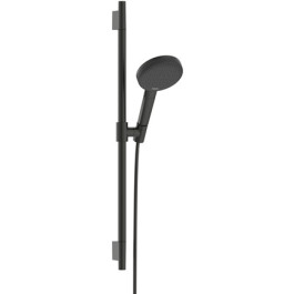 Hansgrohe Brauseset Raindance Alive Select S 125 3jet EcoSmart mit Brausestange Unica S Puro 650mm, Brushed Black Chrome 24602340