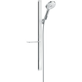 Hansgrohe Raindance Select S Brauseset 120 3jet mit Brausestange 900mm und Ablage, Weiß/Chrom 27648400
