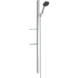Hansgrohe Rainfinity Brauseset 130 3jet mit Brausestange 1500mm und Ablagen, Chrom 27673000