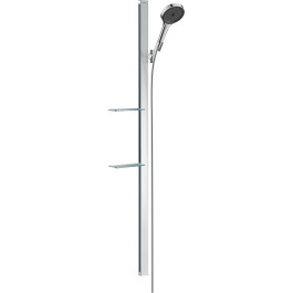 Hansgrohe Rainfinity Brauseset 130 3jet EcoSmart mit Brausestange 1500mm und Ablagen, Chrom 27674000