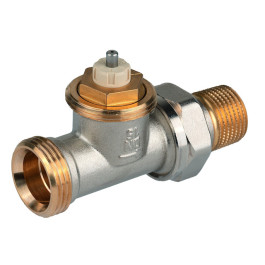Resideo Thermostatventil SX, Durchgang, 1/2'', beiderseits G3/4'' AG, Messing vernickelt V2026DSX15