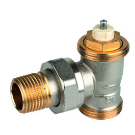 Resideo Thermostatventil SX, Eck, 1/2'', beiderseits G3/4'' AG, Messing vernickelt V2026ESX15