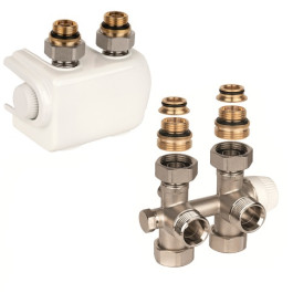 Resideo Einrohr-Anschlussarmatur mit Heizkörperventil Therafix Universal, 3/4'', weiß V2464EDWUY015