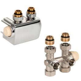 Resideo Anschlussarmatur mit Heizkörperventil Therafix Universal, 3/4 Euroconus, chrom V2473EDCSY015