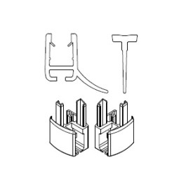 HSK 2x Wasserabweisprofil gerade, mit Endkappe und Einschubdichtung E85058-2