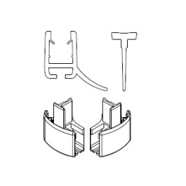 HSK 2x Wasserabweisprofil gerade, mit Endkappe und Einschubdichtung E85058-3