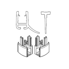 HSK 2x Wasserabweisprofil gebogen, mit Endkappe und Einschubdichtung E85059-4