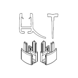 HSK 2x Wasserabweisprofil gebogen, mit Endkappe und Einschubdichtung E85059-6