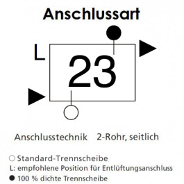 Arbonia Mehrpreis zu Heizwand für Anschlussart 23 - Links unten