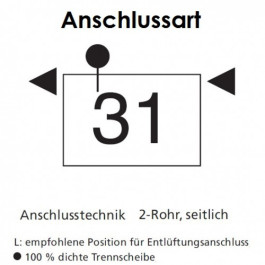 Arbonia Mehrpreis zu Heizwand für Anschlussart 31 - Rechts oben