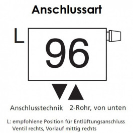 Arbonia Mehrpreis zu Heizwand für Anschlussart 96 - Mitte unten