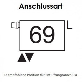 Arbonia Mehrpreis zu Heizwand Einbauventil Anschlussart 69, Ventil oben, M30x1,5