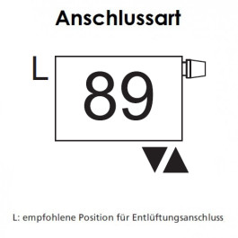 Arbonia Mehrpreis zu Heizwand Einbauventil Anschlussart 89, Ventil oben, M30x1,5