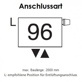 Arbonia Mehrpreis zu Heizwand Einbauventil Anschlussart 98, Ventil oben, M30x1,5