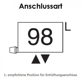 Arbonia Mehrpreis zu Heizwand Einbauventil Anschlussart 98, Ventil unten, M30x1,5