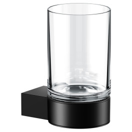 Keuco Glashalter Plan komplett mit Echtkristall-Glas, schwarz 14950379000