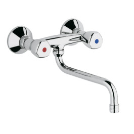Kludi Standard Spültisch-Wandarmatur 210mm, Terraluxgriff Metall, chrom 310520508