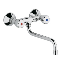 Kludi Standard Spültisch-Wandarmatur 250mm, Terraluxgriff Metall, chrom 310530508