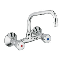 Kludi Standard Spültisch-Wandarmatur 260mm, chrom, Terraluxgriff Metall, chrom 310550508