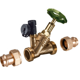 Kemper STANDARD Freistrom-Absperrventil RG/MS, mit Entleerstopfen SANPRESS-Verschraubungen DN40/42mm 17431042VT