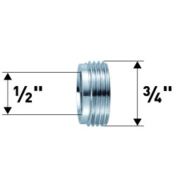 Neoperl Reduktion Messing verchromt, 1/2'' x 3/4'' flach 33630511