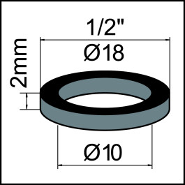 Neoperl NEOFLEx Gummidichtung zu Panzerschlauch, 1/2'' 10 x 18 x 2mm 78189096