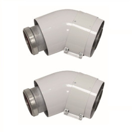 Vaillant Bogen 45 Grad turboTEC 60/100mm Luft-/Abgasführung, Alu, (2 Stück) 303809