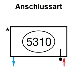 Zehnder Anschlussart 5310, unten rechts links für Charleston, Anschluss 2-Rohr mit externem Ventil 5310