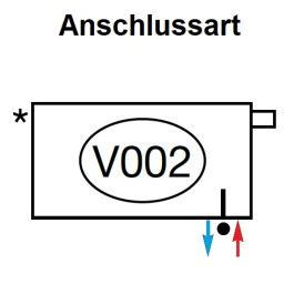 Zehnder Anschlussart V002, Ventil unten rechts für Charleston Complettoanschluss mit integriertem Ventil V002