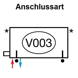 Zehnder Anschlussart V003, Ventil mitte links für Charleston Complettoanschluss mit integriertem Ventil V003