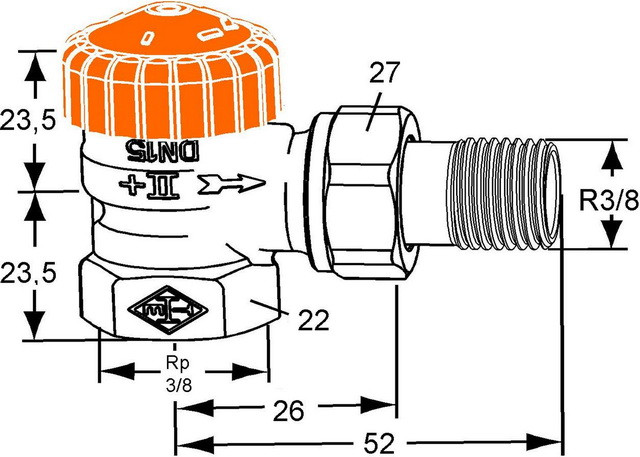 IMI Heimeier Vorlaufventil Ventilunterteil Eclipse DN 10 3932-01.000 3/8 