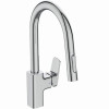 Ideal Standard Küchenarmatur Ceraplan Ausladung 216mm mit hohem Rohrauslauf 1F-Handbrause Chrom BD338AA