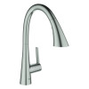Grohe Zedra Einhand-Spültischbatterie supersteel C-Auslauf ausziehbare 3-Strahl-Spülbrause 32294DC2