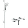 Hansgrohe Brausesystem Aufputz Croma Select S Vario mit Ecostat Comfort Thermostat und Brausestange 650mm, Weiß/Chrom 27013400